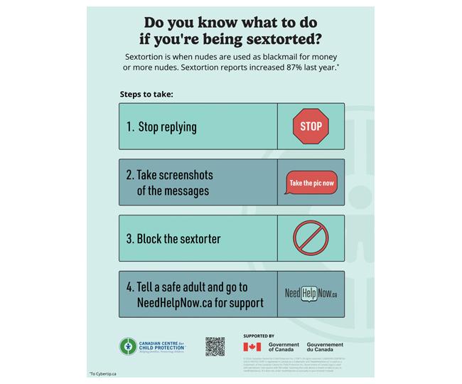 NeedHelpNow.ca – "Steps to Take" Sextortion Poster