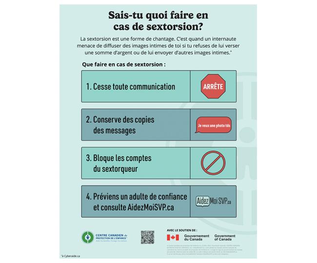 Affiche – AidezMoiSVP.ca – Que faire en cas de sextorsion